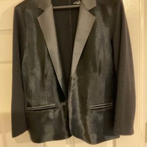 Majestic Filatures Black Call Hair & Merino Knit Open Jacket Size 4